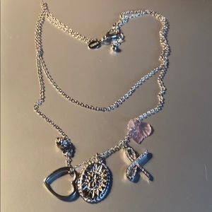 Express Layered Charms Necklace Silver tone